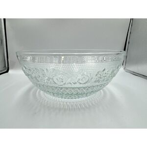 Vintage ~ KIG Malaysia Pressed Glass Crystal Serving Bowl 10 inches NEW